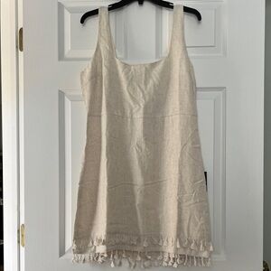 Lulus Feel the Sunshine Linen Tassel Mini Dress